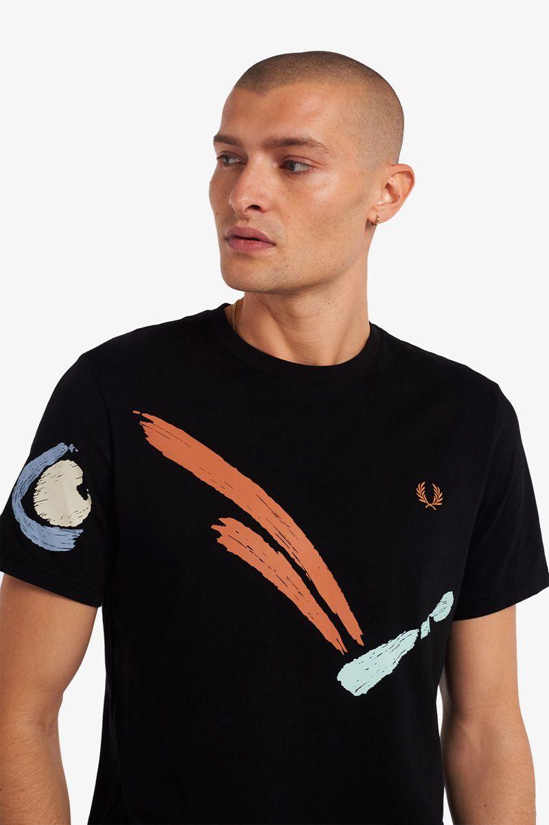 Black Fred Perry M3839 Men's T Shirts | PH 1717GSOL